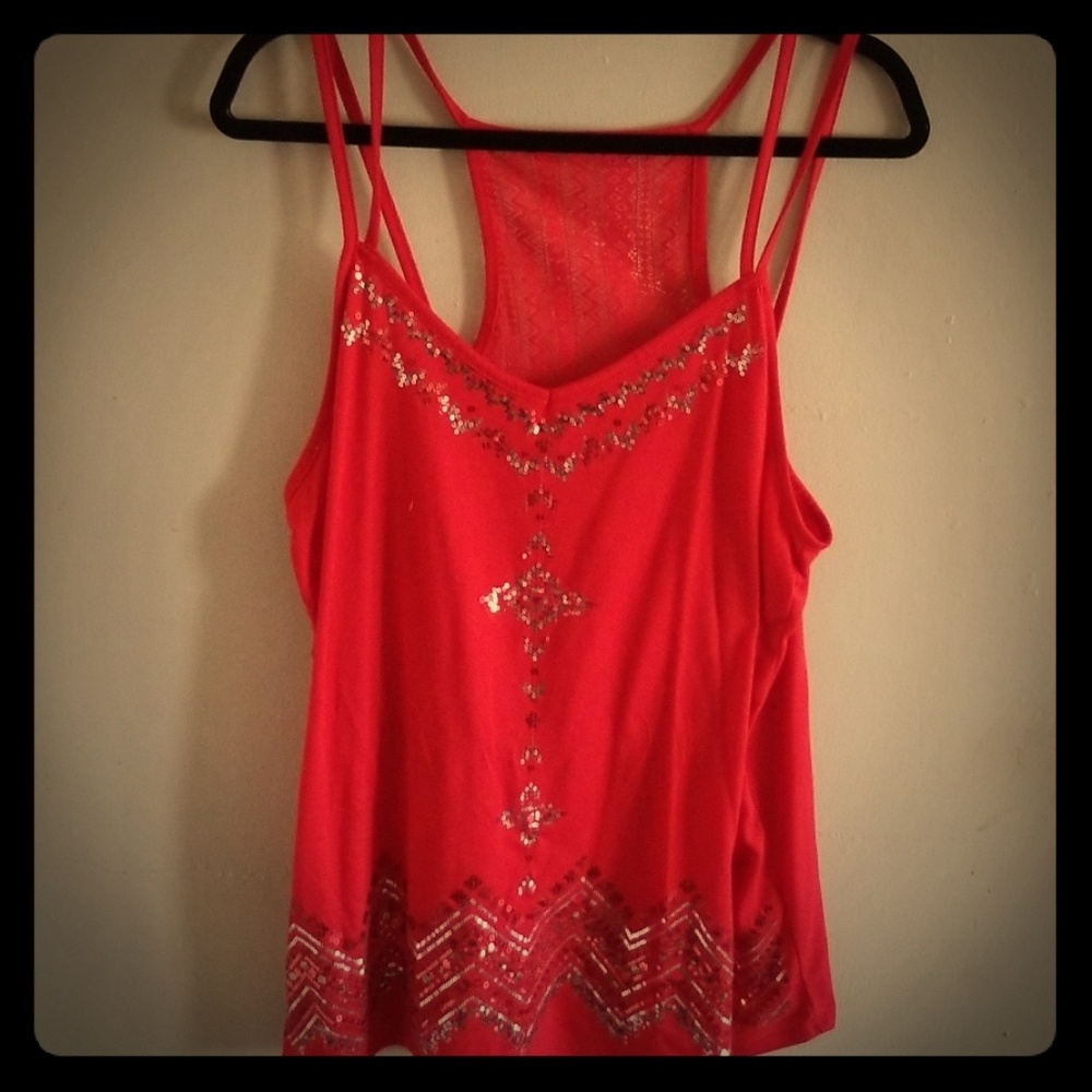 Red tank top with sparkle